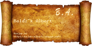 Belák Albert névjegykártya